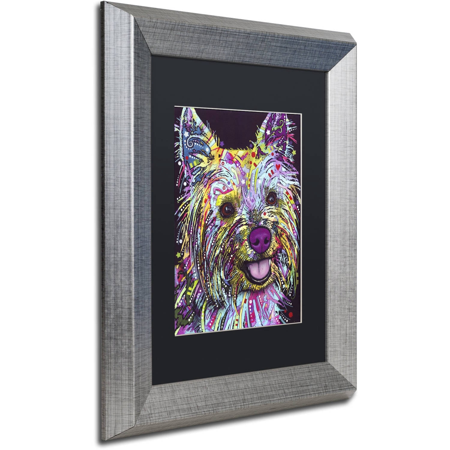 Trademark Fine Art "Yorkie II" Canvas Art by Dean Russo, Black Matte, Silver Frame