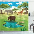 thumbnail image 1 of Ambesonne Turtle Shower Curtain, Jungle Bear Giraffe, 69"Wx84"L, Multicolor, 1 of 3
