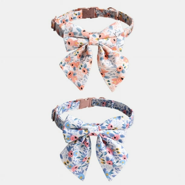 2 uds Collar para mascotas, Collar para perros con pajarita y Collar de flores para gatitos, Collar con lazo para gato, Collar para cachorro pequeño, pajarita para mascota