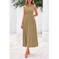 thumbnail image 3 of Vestido PRETTYGARDEN sin mangas plisado línea A midi camel talla S, 3 of 8