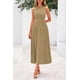 thumbnail image 3 of Vestido PRETTYGARDEN sin mangas plisado línea A midi color camel XXL, 3 of 8