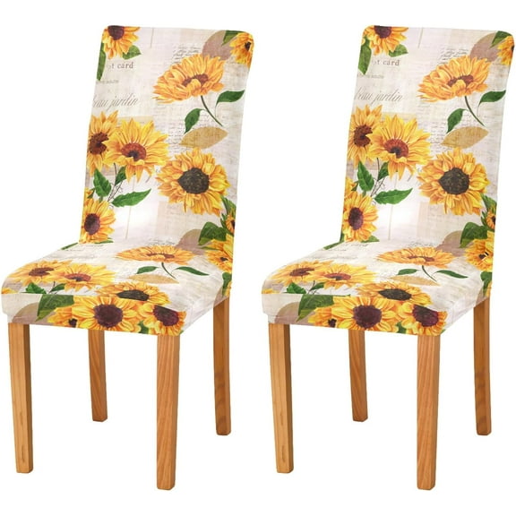 Sunflower Love Heart Stretch Chair Covers Set of 4 Removable Washable Dining Chair Slipcovers for Kitchen Dining Room Hotel Decor