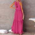 thumbnail image 7 of hotojiny Maxi Dresses for Women 2025 Summer Sleeveless Halter Neck Tiered Dress Flowy Tie up Ruffle Hem Beach Vaction Boho Dresses, 7 of 7