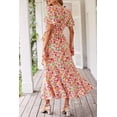 thumbnail image 6 of PRETTYGARDEN Women's Summer Floral Boho Maxi Dress Short Sleeve Wrap V Neck Ruffle Long Flowy Beach Wedding Guest Dresses, 6 of 7