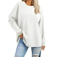 thumbnail image 2 of White Long Sleeve Shirts for Women, Polyester Womens Fall Fashion 2024, Womens Oversized Sweatshirts 2024 Casual Crewneck Long Sleeve Knit Tops Pullover Jumper Outfits XXL, 2 of 4