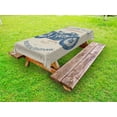 thumbnail image 1 of Vintage Outdoor Tablecloth, Retro Style Bike Grunge Background Classic Wheels Chopper Rider Illustration, Decorative Washable Fabric Picnic Tablecloth, 58 X 104 Inches, Slate Blue Tan, by Ambesonne, 1 of 2