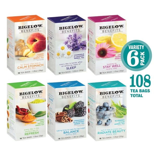 Bigelow Benefits Tea Variety Pack, Tea Bags, 108 Ct