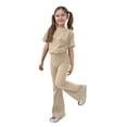 thumbnail image 6 of BVWKPCV Size 7-13y Girls Clothes 2 Piece Trendy T-Shirt Tops + Flared Pants 2 Piece Spring Clothes Set Khaki 7-8Y, 6 of 7