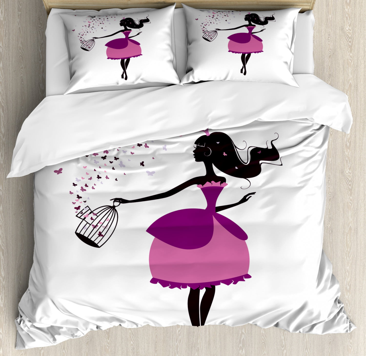 Princess Duvet Cover Set King Size Graphic Silhouette Of A