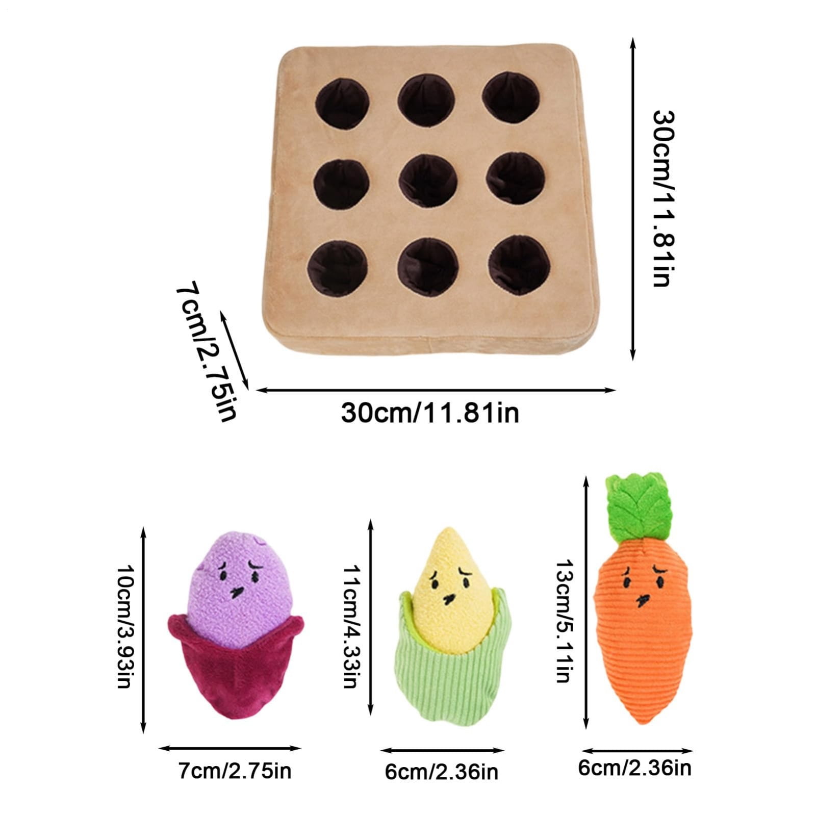 Plush Garden Vegetable Patch Enrichment Dog Puzzle for Foraging and Brain Challenge Interactive Snuffle Mat for Puppies and Kittens Indoor Boredom Relief Pet Toy