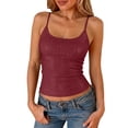 thumbnail image 2 of Hzzrkos Women Fashion Slim Fit Ribbed Scoop Neck Sleeveless Adjustable Strap Camisole Tank Top Stretch Cami Shirt for Casual Party Going Out Layering, 2 of 9