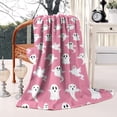 thumbnail image 4 of Pink Halloween Ghosts Blanket,Comfortable Soft Flannel Throw Blanket,All Season,Warm Lightweight Blankets for Sofa Bed Couch Living Room Chair,50"x60", 4 of 4