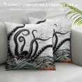 thumbnail image 3 of ONETECH  Octopus Decorative Throw Pillow Case, Mythological Kraken Octopus Tentacles Monster in The Sea Illustration Nautical, Couch Bedroom Living Room Cushion Cover, Grey Black, 3 of 5