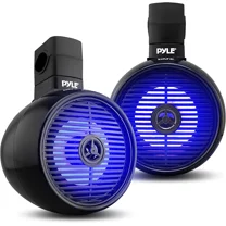 Pyle 8” Waterproof Off-Road Speakers - 300W 2-Way Marine Wakeboard Tower Sound System (Black)