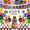 Power Rangers Birthday Party Supplies,114 Pcs Power Birthday Decoration Include Birthday Banners, Hanging Swirls, Cake Toppers, Cupcake Toppers, Latex Balloons and Stickers Party Decoration for Kids