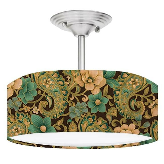 888 Cool Fans DR-0001001 Magnolia Elegance 2-Light Brushed Nickel Drum Style LED Lamp Fixture