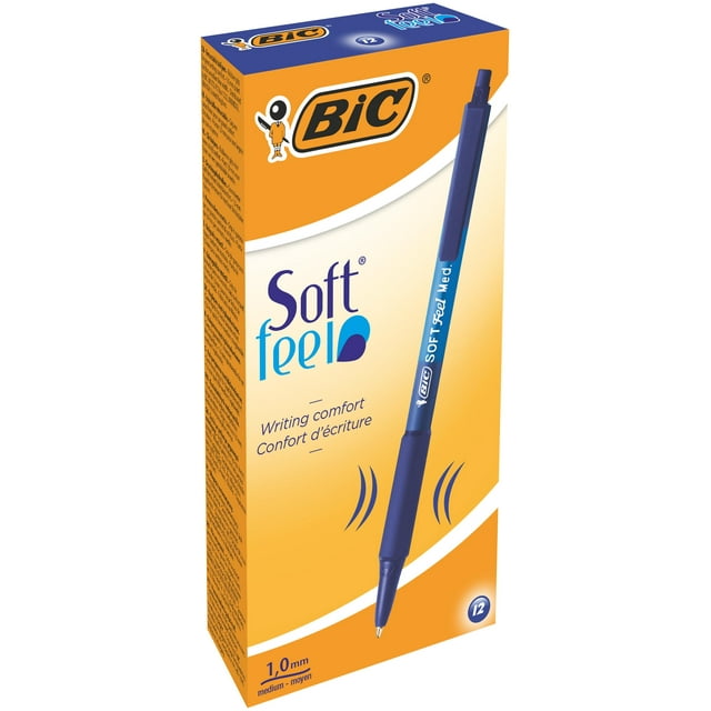 Bolígrafos BIC Soft Feel Blue, retráctiles de 1,0 mm, paquete de 12