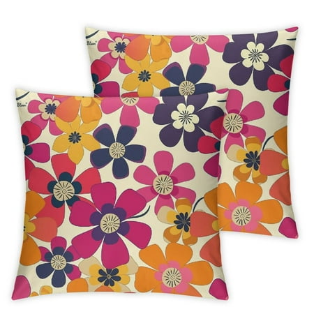 

QCPP Rich and Colorful Small Floral Fragments Short Plush Pillowcase Set of 2 Square Printed on Both Sides 24x24in