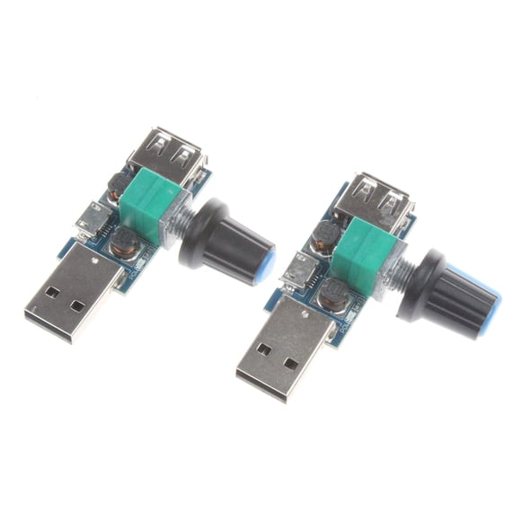 NOYITO Regulador de velocidad continuo de ventilador USB de 5 V con módulo de velocidad de interruptor DC 4-12 V a 2,5-8 V 5 W (paquete de 2)