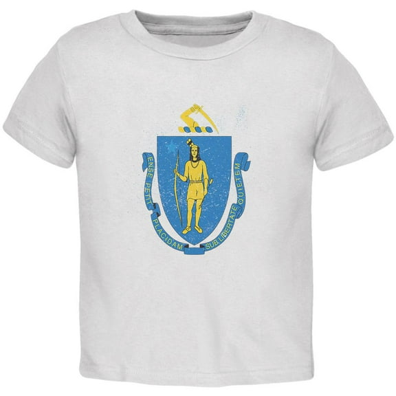Born and Raised Massachusetts State Flag Toddler T Shirt White 2T