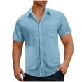 thumbnail image 1 of Men's Casual Button Down Shirts Short Sleeve Textured Beach Summer Vacation Shirt, 1 of 6