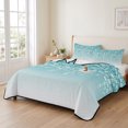 thumbnail image 2 of King Quilt Set 96''x106'', Weeping Flowers Lightweight Bedspread Coverlet Set with 2 Pillow Shams, Teal Ombre Spring Floral Botanical Art Breathable All Season Quilt Bedding for Bedroom/Guest Room, 2 of 9