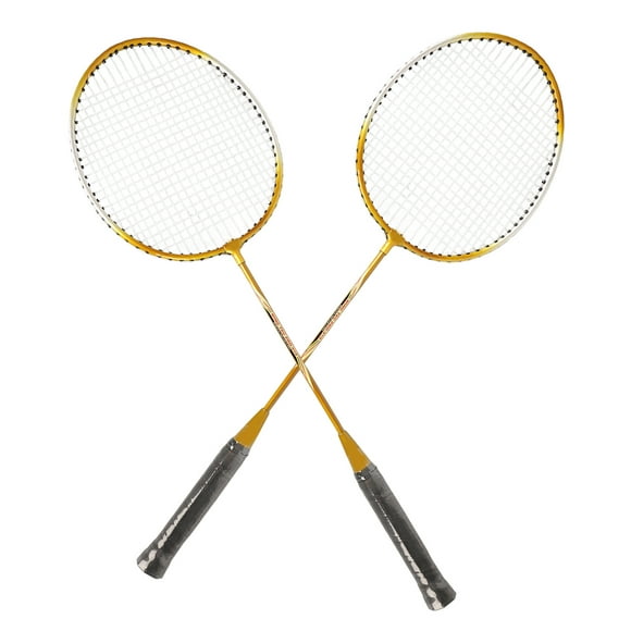 Badminton Rackets Set, Iron Alloy Lightweight Portable 2 Player Badminton Racket Set with Bag Exercise Fitness for Boys Girls Beginners Training[Gold]