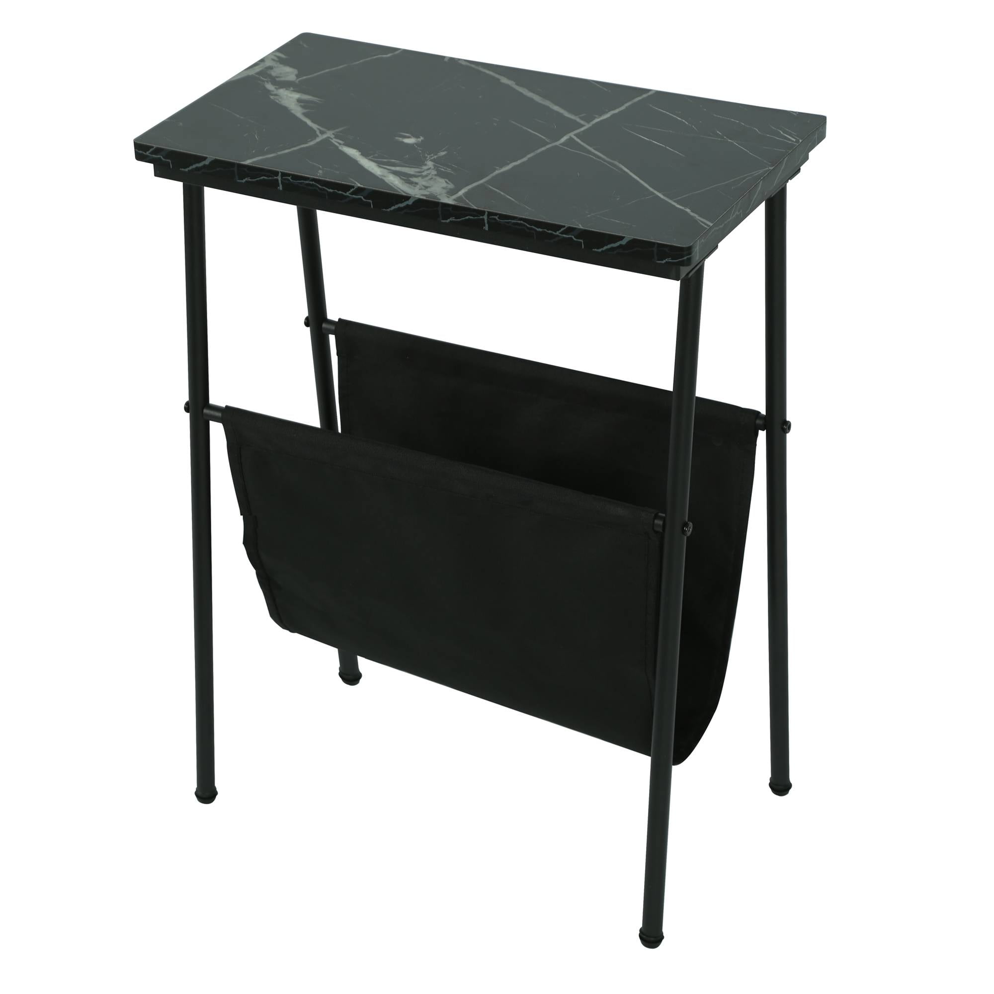 Home Side Table,Narrow End Table with Magazine Holder Sling, Sofa