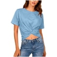thumbnail image 2 of Vmvidoty Workout Crop Tops Oversized Tshirts for Women Cotton Short Sleeve Tees Yoga Shirts 2026 Light Blue S, 2 of 8