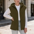thumbnail image 4 of Cmfcve Womens Plus Size Winter Hooded Quilted Faux Suede Vest Full Zip Sleeveless Jacket Casual Warm Padded Outerwear, 4 of 8