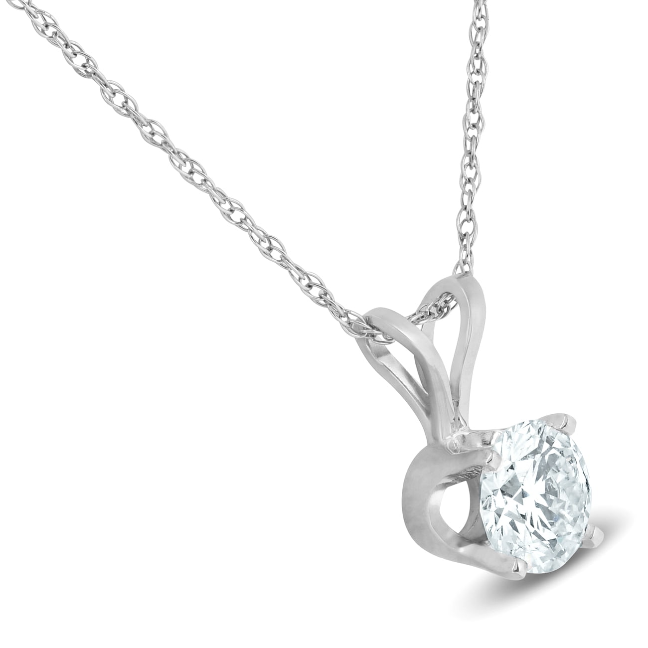 Pompeii 5/8 Ct Diamond Solitaire Pendant Necklace Available in 14k White or Yellow Gold