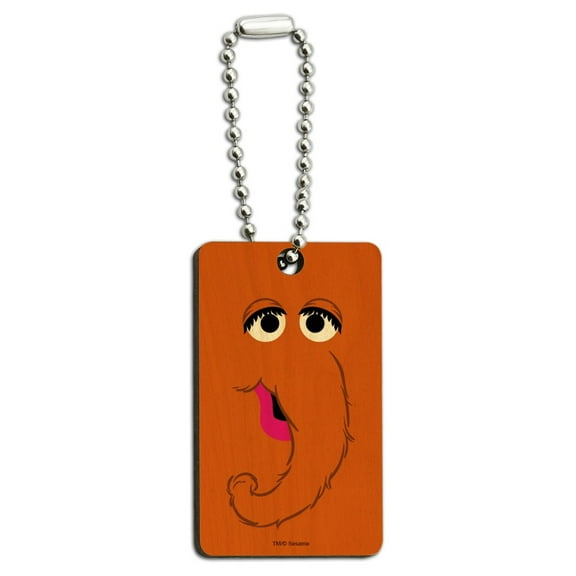 Sesame Street Snuffleupagus Face Wood Wooden Rectangle Keychain Key Ring