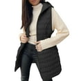 thumbnail image 2 of Pyhlmscde Women's long Quilted Vest hooded sleeveless Button Down puff vest cotton padded jacket winter coat, Winter Clothing for Women, Vest for Women, Puffer Jacket Womens, 2 of 6