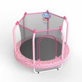 thumbnail image 4 of 55" Toddler Trampoline with Enclosure Net, SHINPT Child's Mini Trampoline with Basketball Hoop, Round Recreational Tranpolines for Birthday Gifts, Kids Trampoline for Aged 3-6, Indoor & Outdoor, 4 of 6