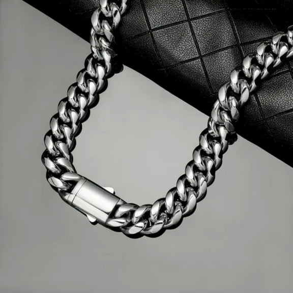 GKNET 6-14mm Hip Hop Mens Stainless Steel Miami Cuban Chain Necklace Platinum Plated-16 in-8mm