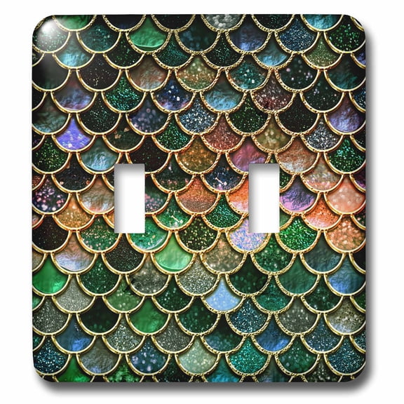 3dRose, Multicolor Girly Trend Pink Elegant Mermaid Scales Glitter, double toggle switch