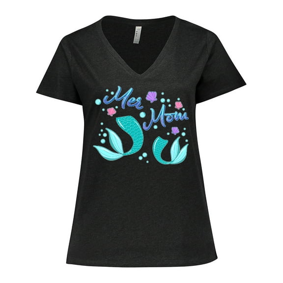 Inktastic Mer Mom Mermaid Mother and Daughter Women's Plus Size V-Neck T-Shirt