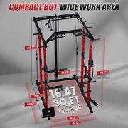 FiitDavz Power Cage with Squat Rack, LAT Pulldown and Multi-Function Cable System