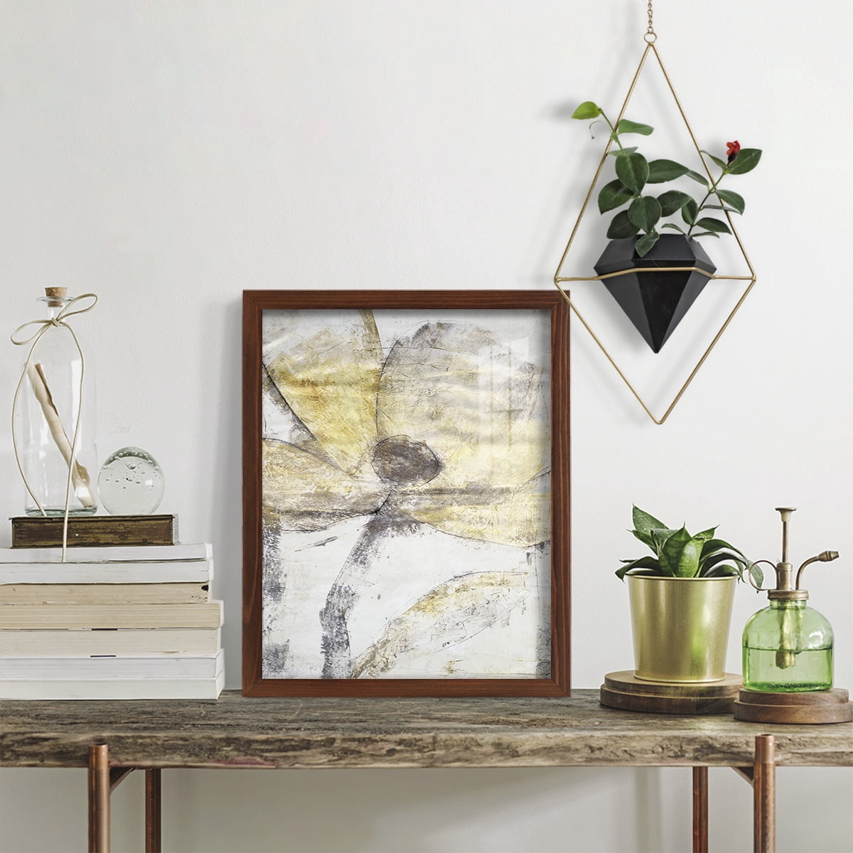 Une Fleur II - Framed Print w/glass - Chestnut