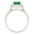 thumbnail image 4 of Clara Pucci 18K White/Rose Gold 3.05 Simulated Emerald Engraveable Engagement Ring + Wedding Band Set, 4 of 7