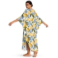 thumbnail image 3 of DISNIMO Lemon Flower Print Women Kaftan Dress Plus Size Swimsuit Cover Up V Neck Batwing Sleeve Caftans Beach Dress Summer Swimsuit Loungewear V Neck Loose Fit Bathing Suit Coverups, 3 of 7