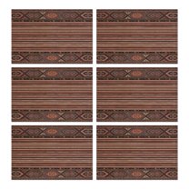 Brown Boho Tribal Hexagons and Stripes Pattern Summer Placemats Table Placemats Set Of 6-Linen Kitchen Washable Placemats Table Mats 11.8"x17.7" Non-Slip Heat Resistant