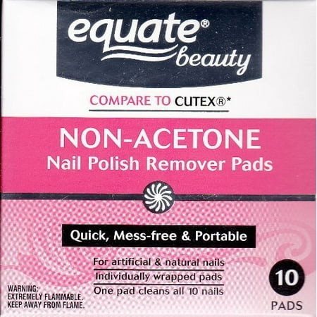 Non-Acetone Nail Polish Remover Pads by Equate 10ct Compare to Cutex