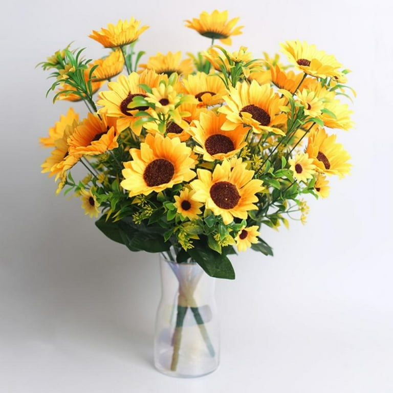 7 Heads Artificial Sunflower Fake Flowers Sunflowers Indoor - Temu