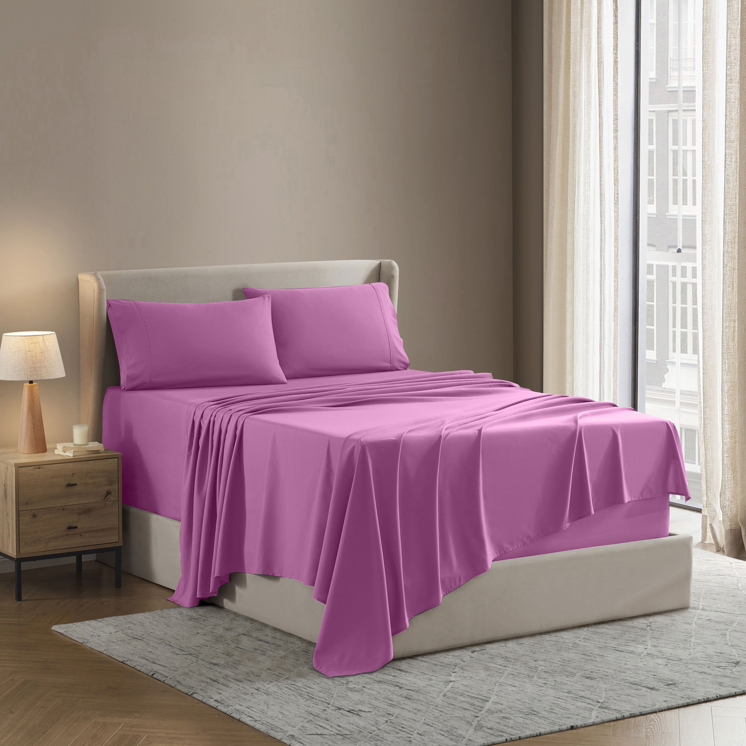 Lammaloe Twin XL Sheets Set, Hotel Style Deep Pocket 3 Piece Bed Sheets, Soft Microfiber Kids Bedding Set, Light Pink