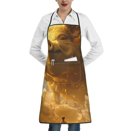 

Matuu Golden Pig Cloud Fantasy for Adjustable Cooking Aprons for Women with Pockets Kitchen Aprons for Men Water and Oil Resistant