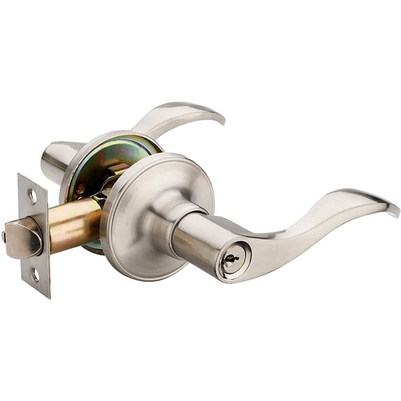 Wave Lever Keyed Entry Door Lock/ Door Knob Hardware Wave Handle and Closet Lockset (805SN-R)