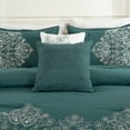 thumbnail image 6 of Chezmoi Collection Linz 7-Piece Teal/White Paisley Floral Embroidery Comforter Set, King, 6 of 8