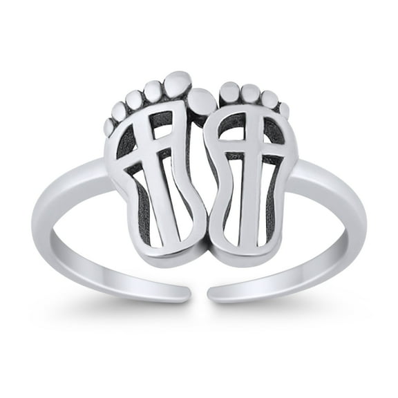 10mm - Feet Toe Band Ring 925 Sterling Silver Thin Adjustable Stylish Rings for Women