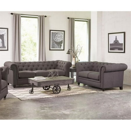 Coaster Roy 2 Piece On Tufted Sofa Set In Gray